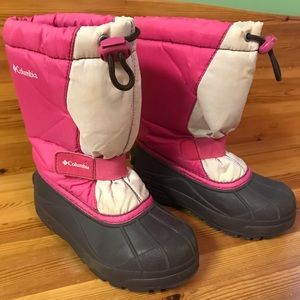 Columbia Girls Pink Winter Boots Size 1 Very Nice Condition